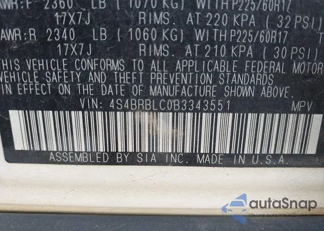 2011 Subaru Outback 2.5I Limited из США, поврежденный, VIN 4S4BRBLC0B3343551